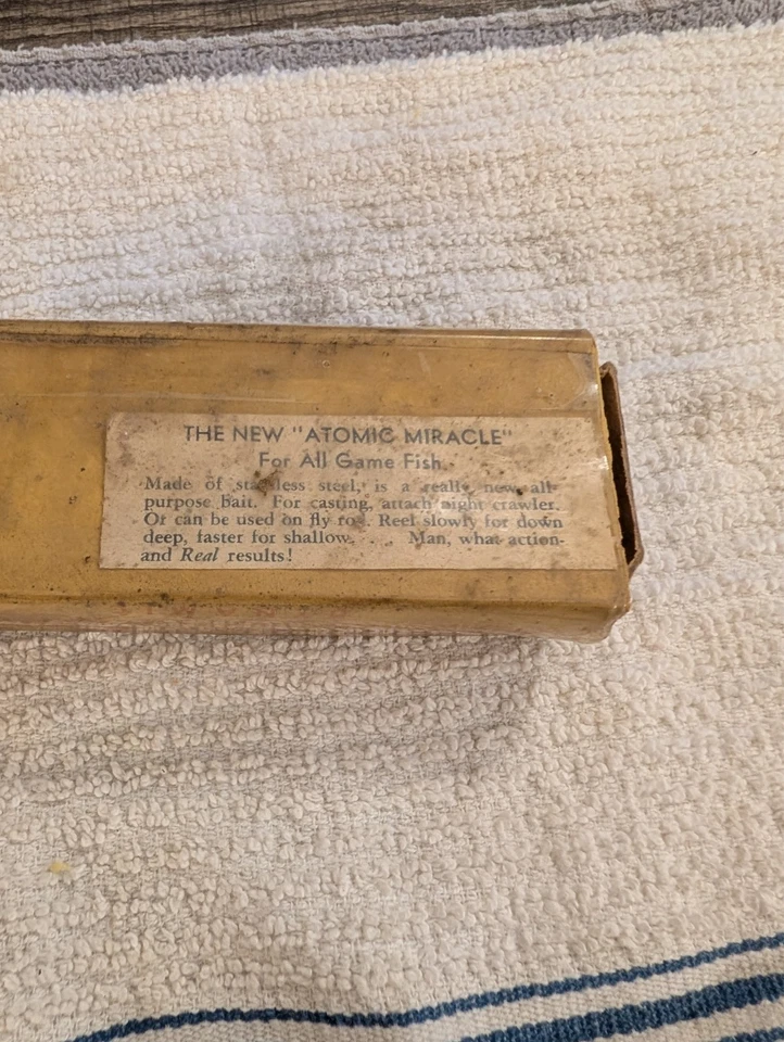 antiguo señuelo de pesca cebo atómico milagro dinámico. acero inoxidable nuevo en caja Foto 3 de 4