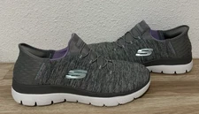 Size 9.5 Womens's Skechers Dazzling Haze Summits Grey Pull On Sneakers
