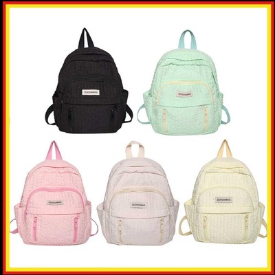 Students Backpack Solid Color Nylon Multi-Pocket Folds Lightweight Daily Leisure