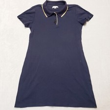 Calvin Klein Short Sleeve Polo Dress Spread Collar 2 Buttons Size M Black Midi