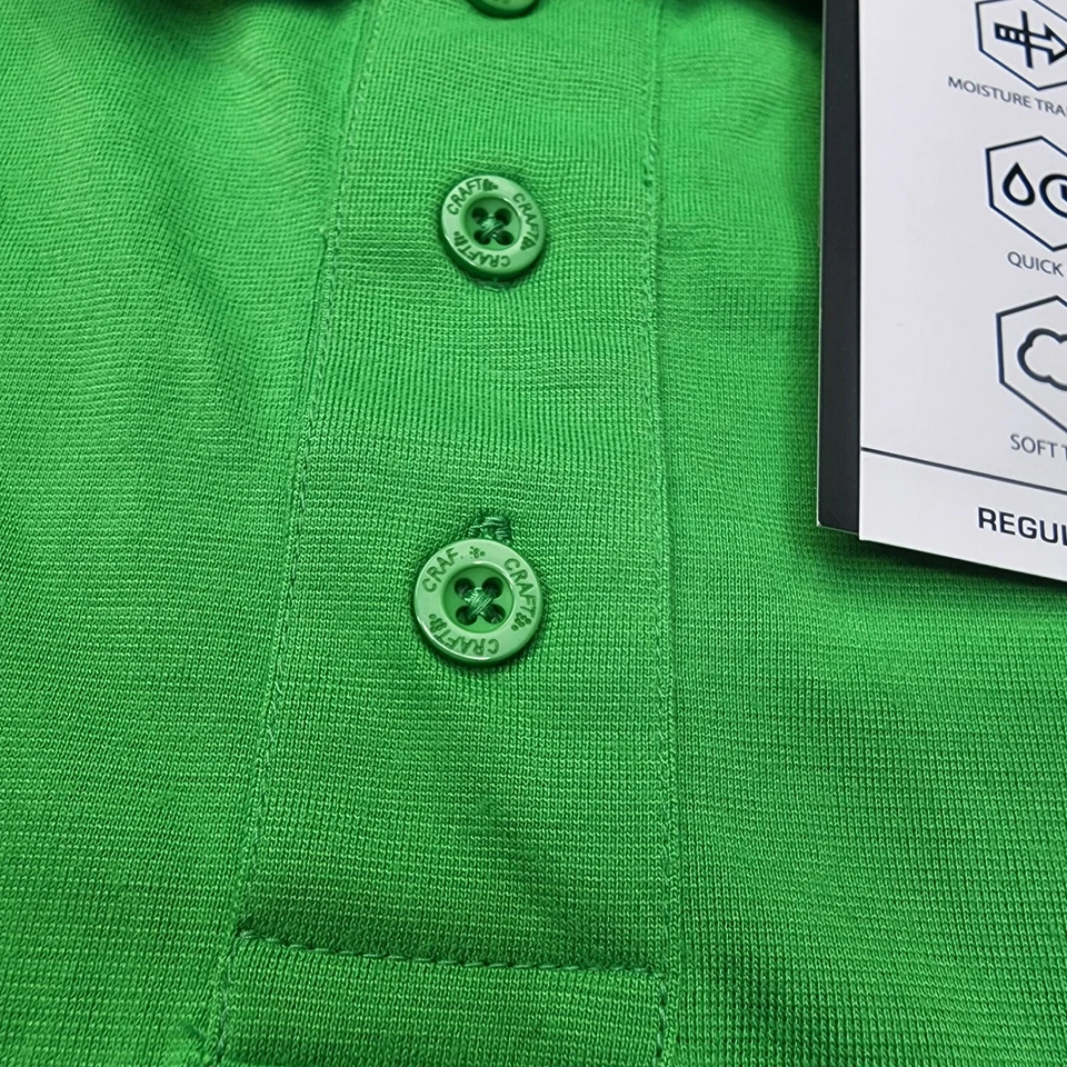 Craft ITZ Pique Polo Classic Green Wicking Quick Dry Soft Touch Slim Fit Size XL - Image 3 of 4
