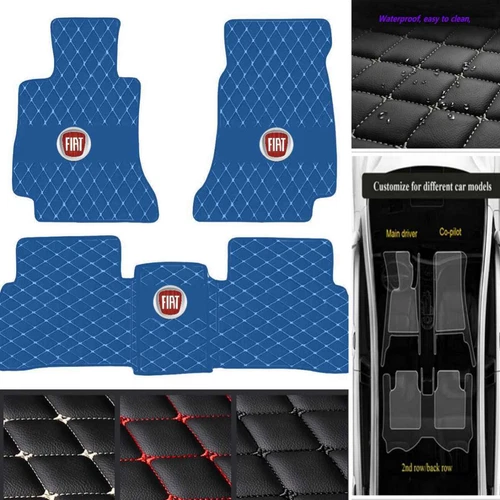 For Fiat 500/500L/500X Car Floor Mats Custom Waterproof PU Leather Carpets Rugs - Imagen 31 de 38