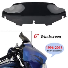 Black 6" ABS Wave Windshield Windscreen For Harley 96-13 Electra Street Glide