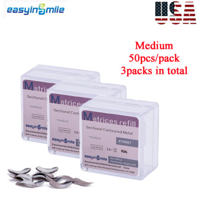 Dental Matrices Refill Sectional Contoured Metal Matrix Medium 50um Soft 150pcs