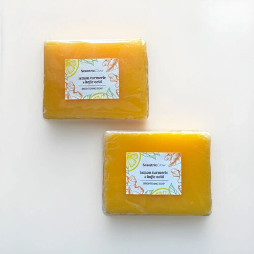 2 Pack Turmeric Glow Soap - Handmade Skin Brightening with Lemon & Kojic Acid