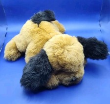 Vintage Walmart Puppy Dog 10 in Plush Brown Black Ears Nose Collar Laying Down