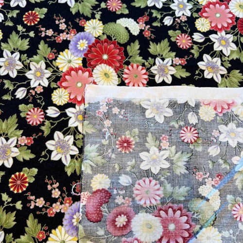 Vintage Hi-Fashion Fabric Asian Floral #7491 Gold Metallic Thread 6ydX42 Cotton - Picture 6 of 9