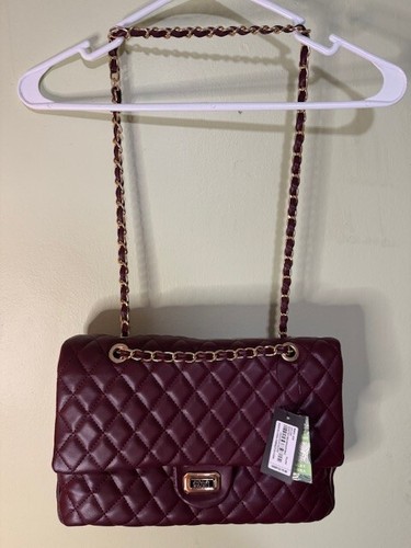 Badgley Mischka Quilted Messenger Bag Plum Color NWT - Picture 10 of 24