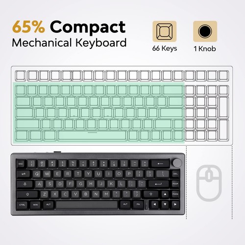 EPOMAKER EK68 Clavier de Jeu sans Fil 65%, Joint Interchangeable à Chaud Mécanique K... - Photo 6/9