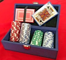 Traveling Poker Set In Leatherette Case With Cards and Chips - BRAND NEW