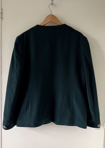 Vintage 80s 90s Dark Racing Green Wool Cashmere Blend Blazer Suit Jacket Coat 18 - Picture 13 of 18