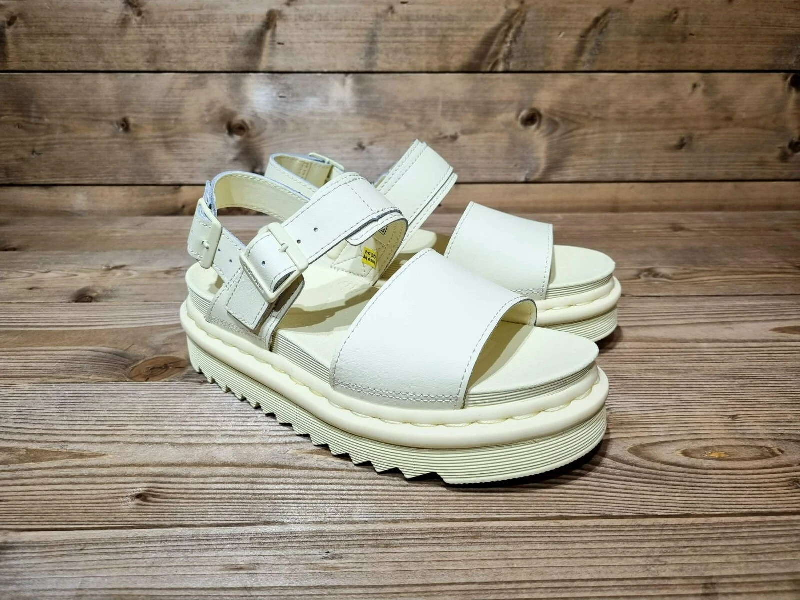 Dr Martens Voss Leather Strap Chunky Platform Sandals Cream / Yellow RRP £100