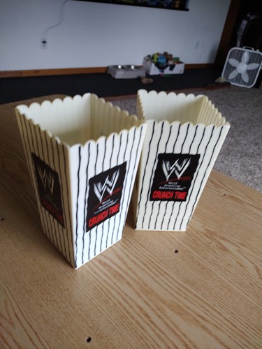 Vintage 2003 WWF WWE Wrestling Crunch Time Popcorn Holders Set Of 2. - Picture 10 of 13