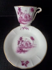 RARE Bernardaud & Co. LIMOGES  PORCELAIN PINK DEMITASSE CUP & SAUCER Vincennes