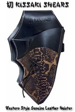 Kissaki Western Genuine Leather Hair Scissors Holster Cosmetologist Shears Pouch