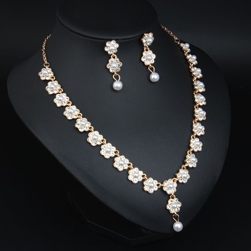 Vintage Women Crystal Rhinestone Choker Necklace Earrings Jewelry Set Statement - Picture 26 of 37