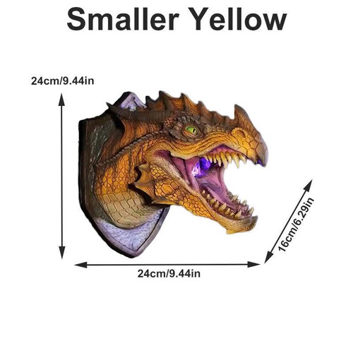 3D Drachenkopf Wand Skulptur LED Rauch Dinosaurier Wohndeko Statue Kunst/ - Bild 19 von 30