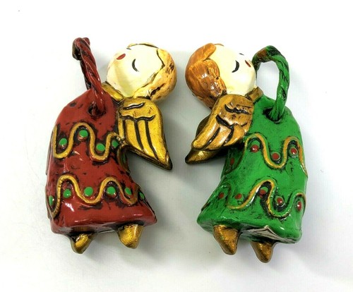 VTG Fitz & Floyd Angel Napkin Ring Holder Candle Climbers 1970's Red Green Pair - Picture 6 of 12