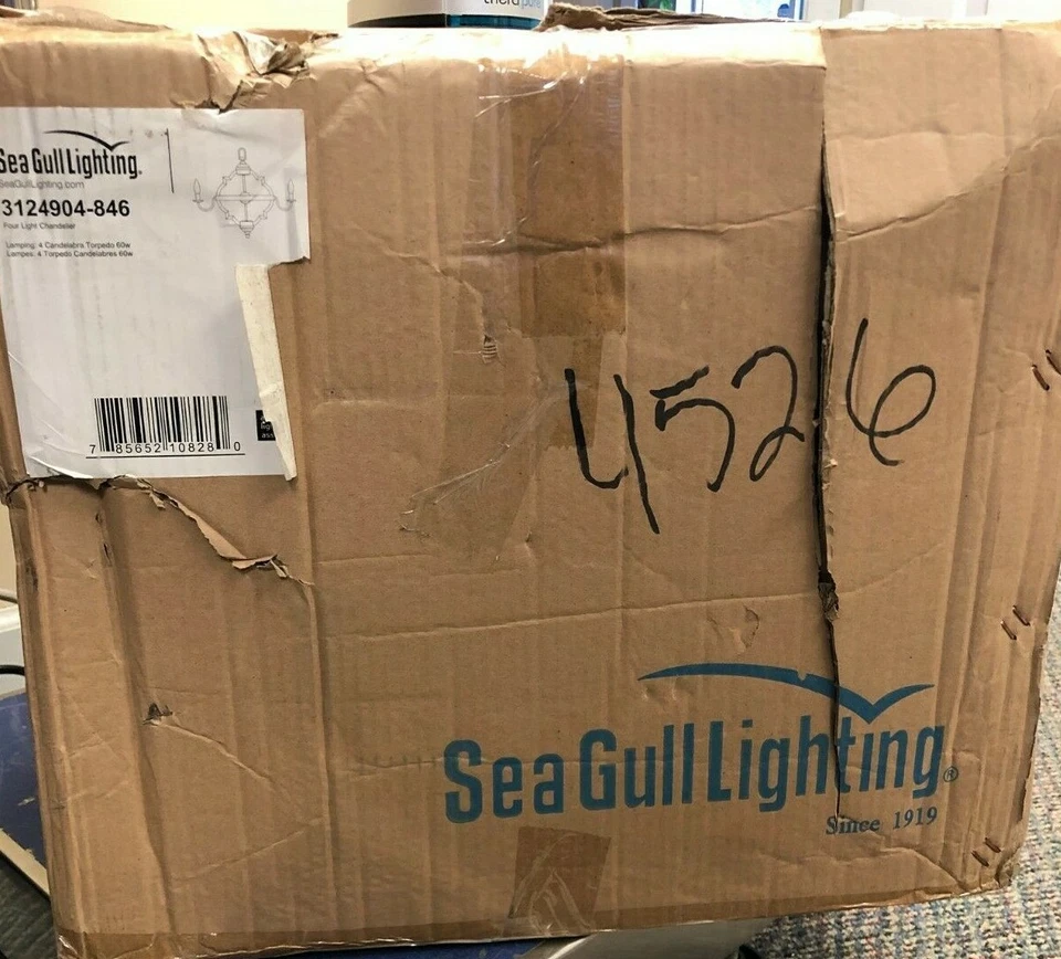 Lámpara de araña Sea Gull Lighting 3124904-846 Socorro 22 pulgadas 4 luces de pino lavado Foto 4 de 4