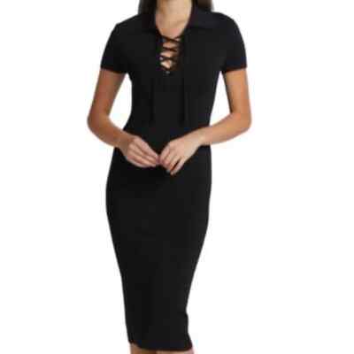 ALICE + OLIVIA Janna Lace-Up Polo Shirt Dress | eBay