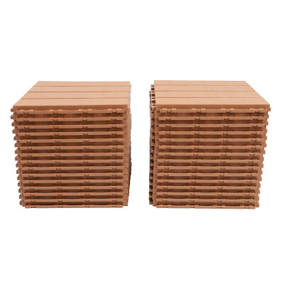 30X Plastic Interlocking Deck Tiles Dark Wood Grain Outdoor Patio Pavers 12''x12''