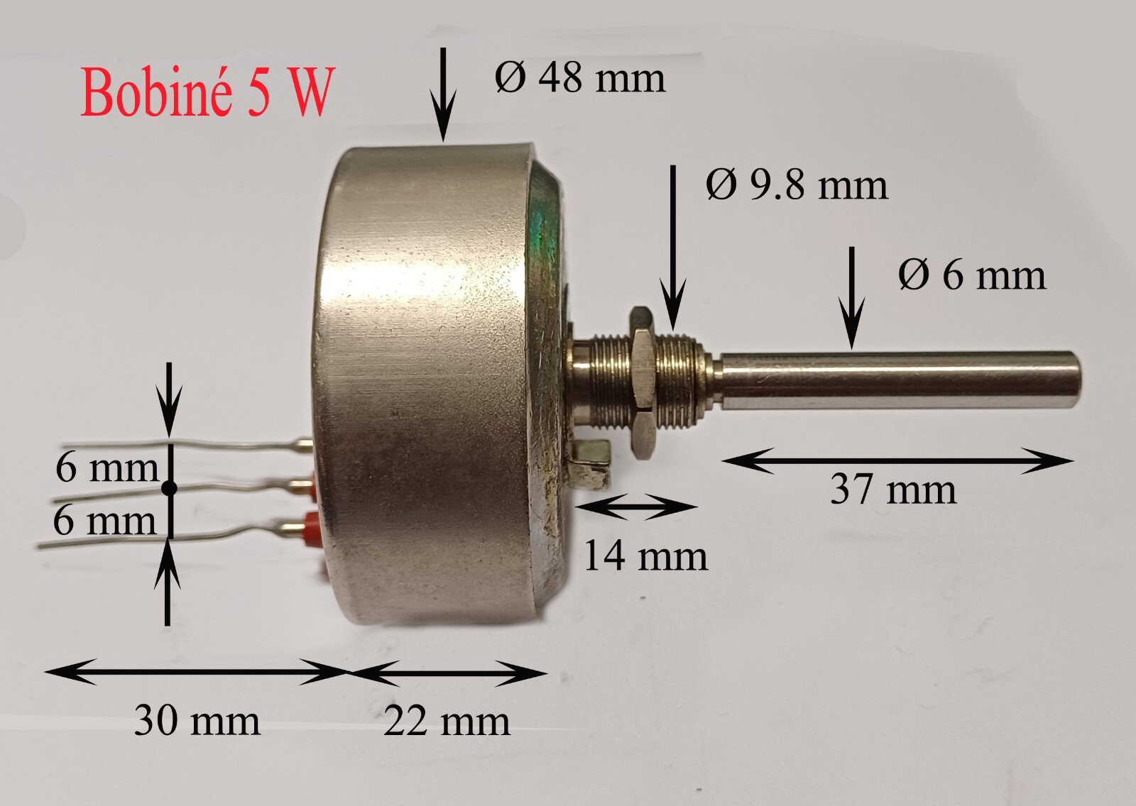 Potentiomètre linéaire MCB PB4 P44 RA de 4.7 K ohm et 5W
