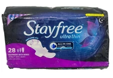 Stayfree Maxi Overnight Pads with Wings for Women, 28 Count