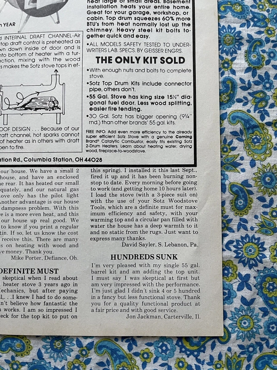 Vintage 1983 Sotz Garage Shop Heater Print Ad | eBay