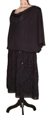 Ignite Evenings Caroll Lin - Black Formal Dress Draped Top Sequin Skirt Size 18