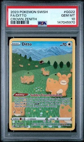 2023 POKEMON SWORD & SHIELD CROWN ZENITH #GG22 FULL ART/DITTO PSA 10