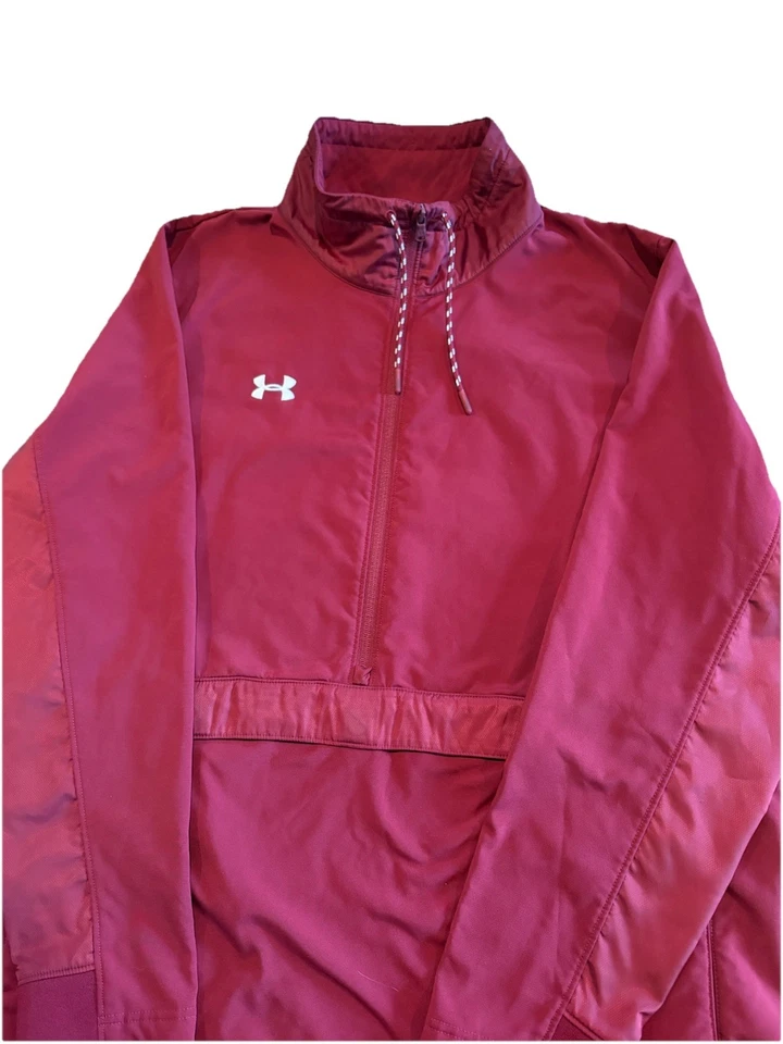 Under Armour Windbreaker Lined Jacket. XL. Front Pocket. Cranberry Red. - Image 2 of 4