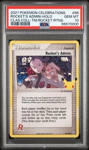 Pokémon Rocket's Admin. 86/109 Celebrations Classic Collection Holo PSA 10 2021