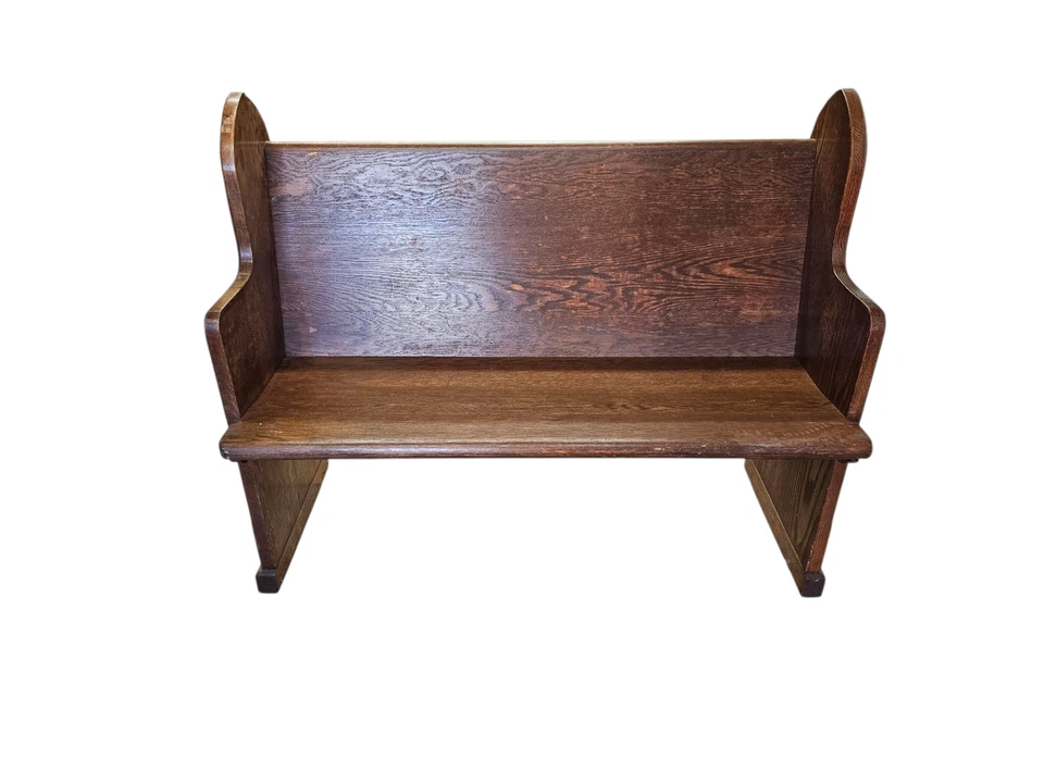 Antiguo Banco Sinagoga Iglesia Banco Roble Macizo Neo Gótico Renacimiento Estrella de David B Foto 2 de 4