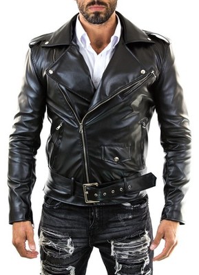 Siniyor Men Real Genuine Leather Jacket Black | Motorcycle Jacket | Biker Jacket