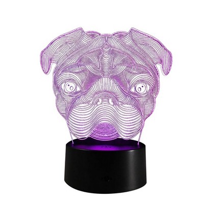 New Kids Toy Gift 3D Illusion Cute Pug Dog LED Night Light Table Desk Lamp