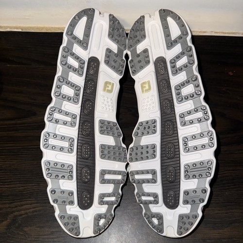 Footjoy FJ Pro SL 53579 White Leather Spikeless Argyle Golf Shoes Mens 10.5 M - Picture 7 of 8