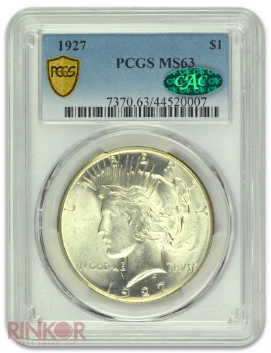 1927 $1 Peace Dollar PCGS MS 63 CAC