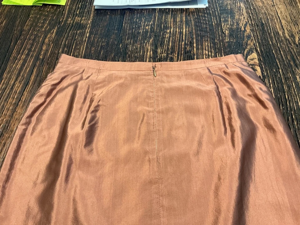 Pianoforte di Max Mara 女式裙子尺寸 44(美国 8 - 10)金属棕色 100% 真丝 — 第 4/4 张图片