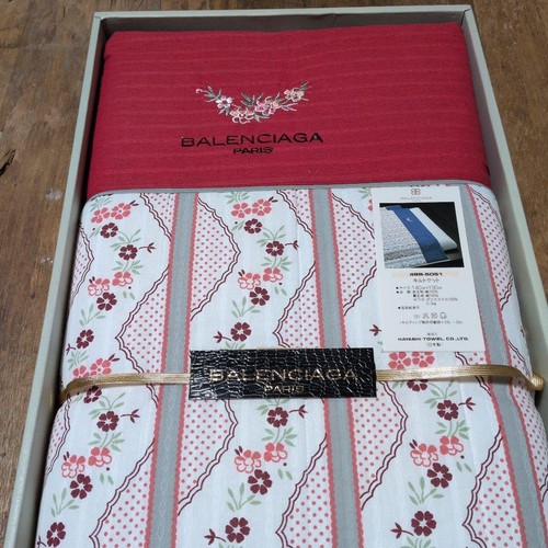 BALENCIAGA Blanket Red Floral 55x75in Made in Japan New Unused Rare