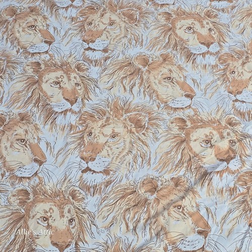 70er Löwe Musselin Baumwolle Poly hellbraun braun 82x91 Vintage Lätzchen Co volle Größe Lakenset  - Bild 1 von 4