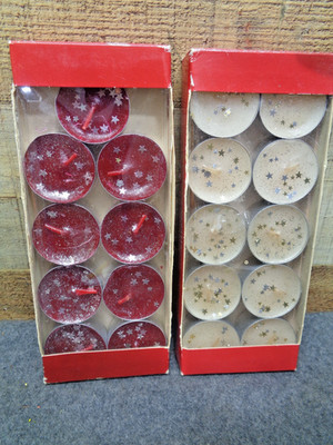 19 -Pier 1 Scented Tea Light Candles w/Glitter Stars Red & White Apple & Vanilla
