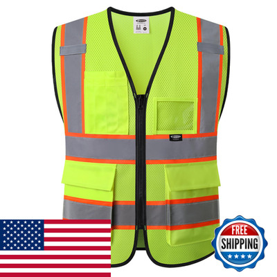 Jksafety Safety Vest For Men Women Hi Vis Vest Pockets And Zipper Front Class 2