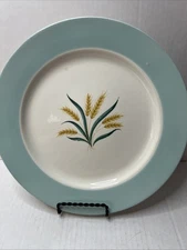 VTG Plates Viking Wheat Int’l DS Co Alliance OH Dinner Set 4-10" Aqua Gold Blue