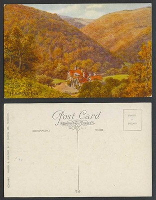 A.R. Quinton alte Postkarte Hunter's Inn Exmoor Nationalpark Hill Devon Hotel 958