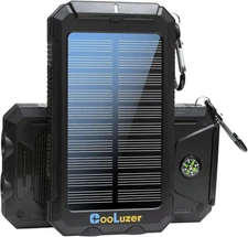 Solar Power Bank 36800mAh QC3.0 18W PD Fast Charger Waterproof Outdoor Black