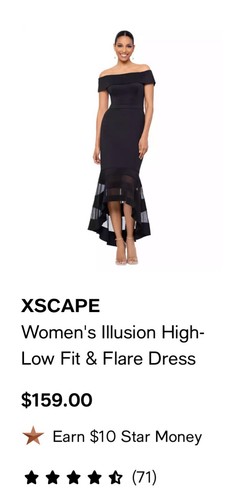 XSCAPE Women's Illusion High-Low Fit & Flare Black Formal Dress Paid $159 Worn1x - Picture 6 of 9