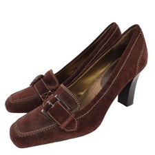 Nine West Nine & Co Womens 10 M Desiray Brown Leather Buckle Heeled Pumped Shoes