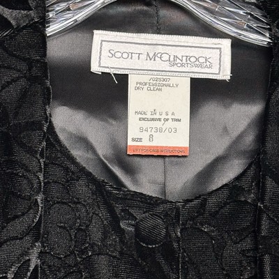 Vtg Scott McClintock Velvet Burnout Blazer Jacket 8 Black Goth