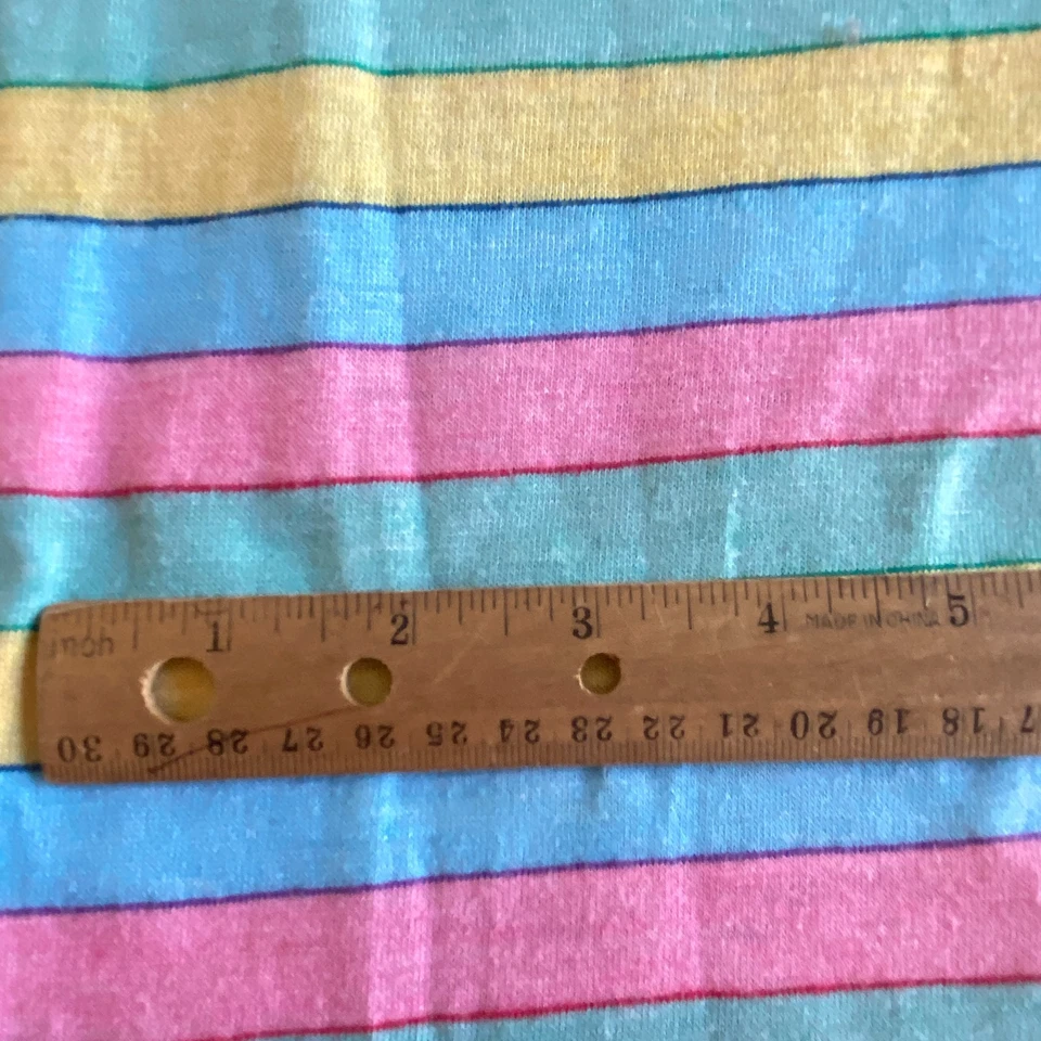 1980s Bold Pastel Stripe Knit Fabric Vtg Retro 34x56 - Image 2 of 4