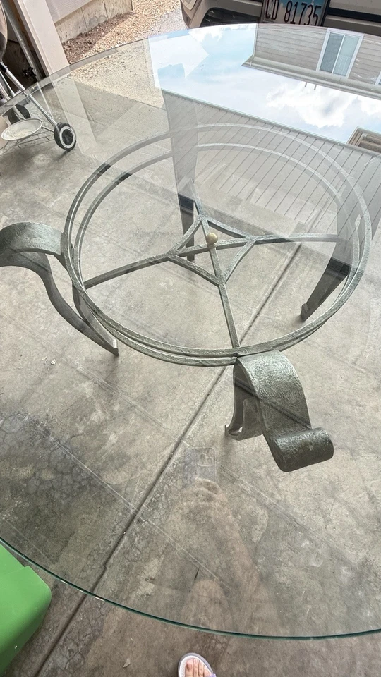 Steel Base Glass Table Set - Image 3 of 4